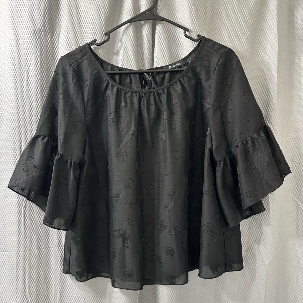 Madewell Butterfly-Jacquard Ruffle Top